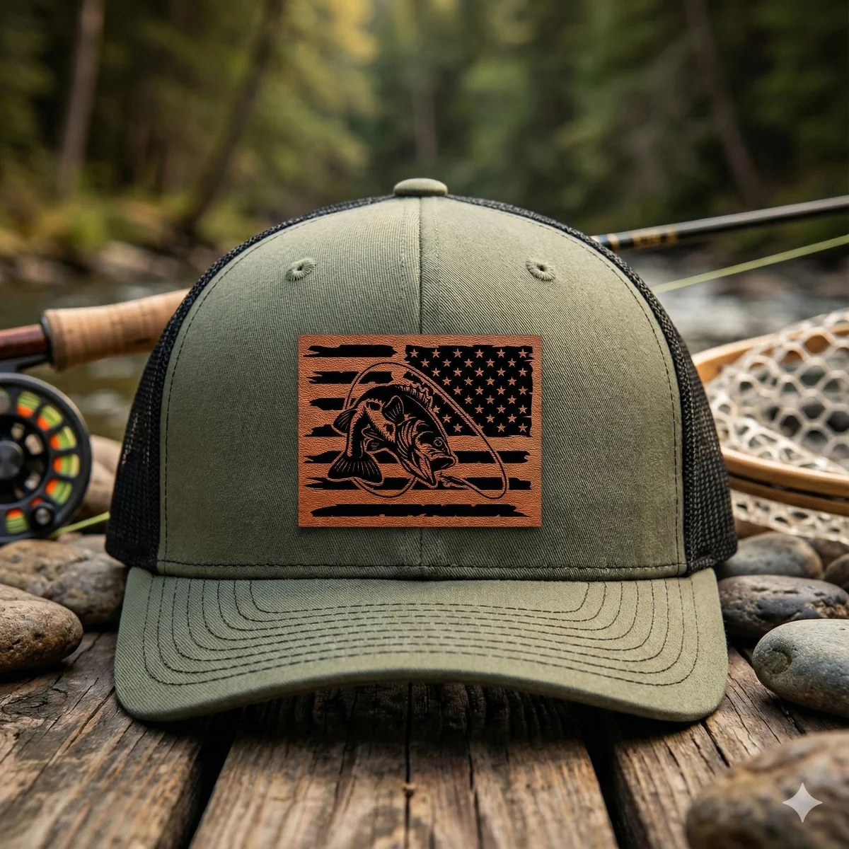 American Flag Bass Trucker Hat