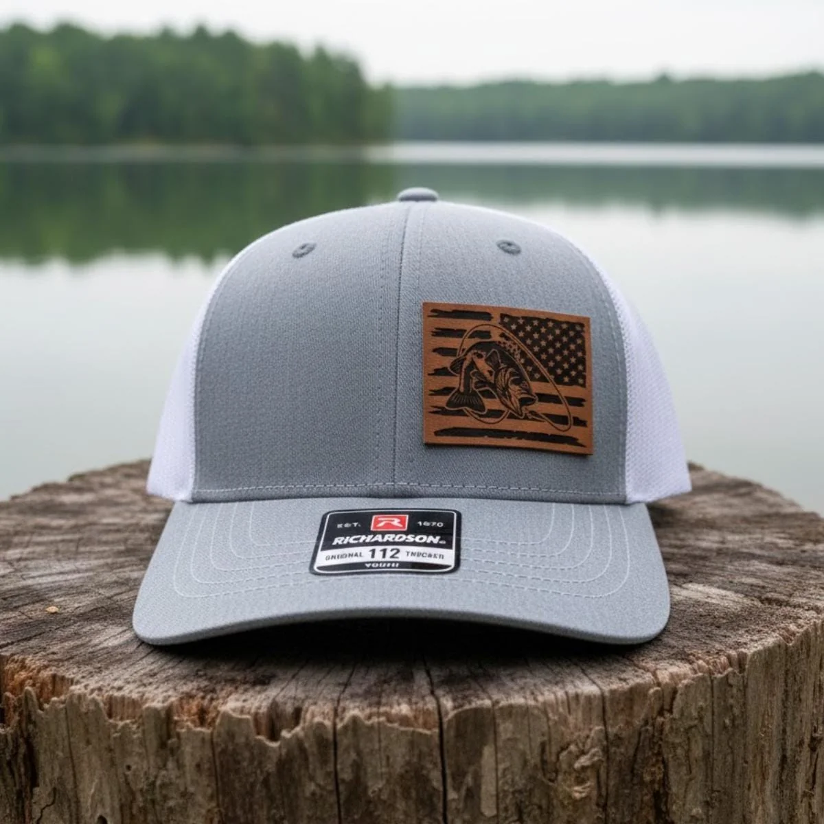 View 2 of American Flag Bass Trucker Hat