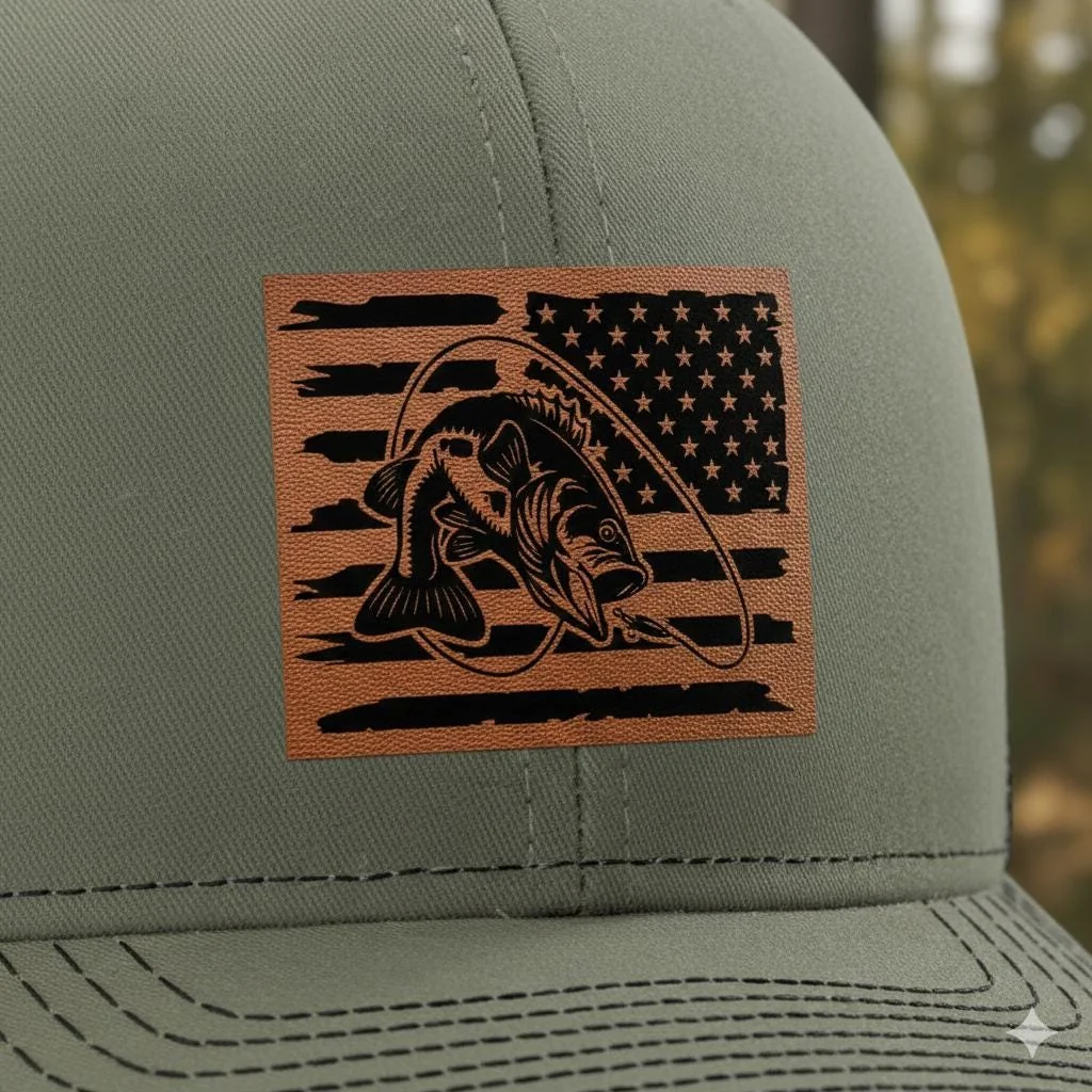 View 4 of American Flag Bass Trucker Hat