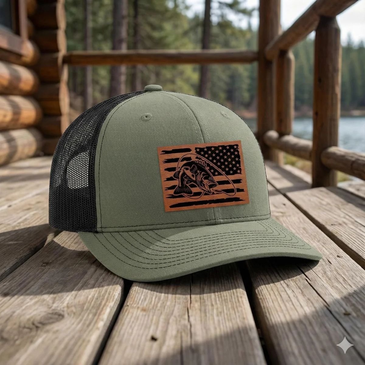 View 6 of American Flag Bass Trucker Hat