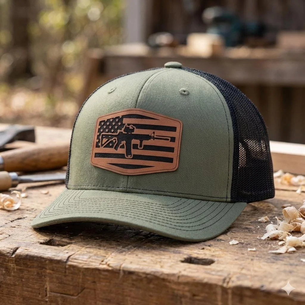 American Flag Rifle Trucker Hat