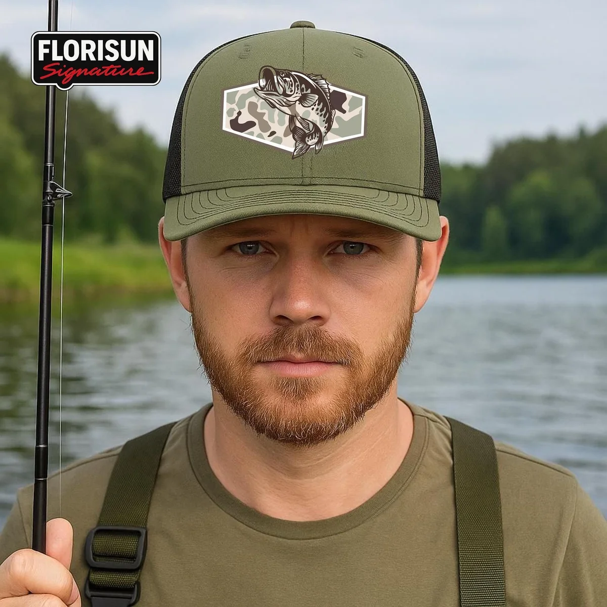 View 2 of Camo Bass Fishing Trucker Hat