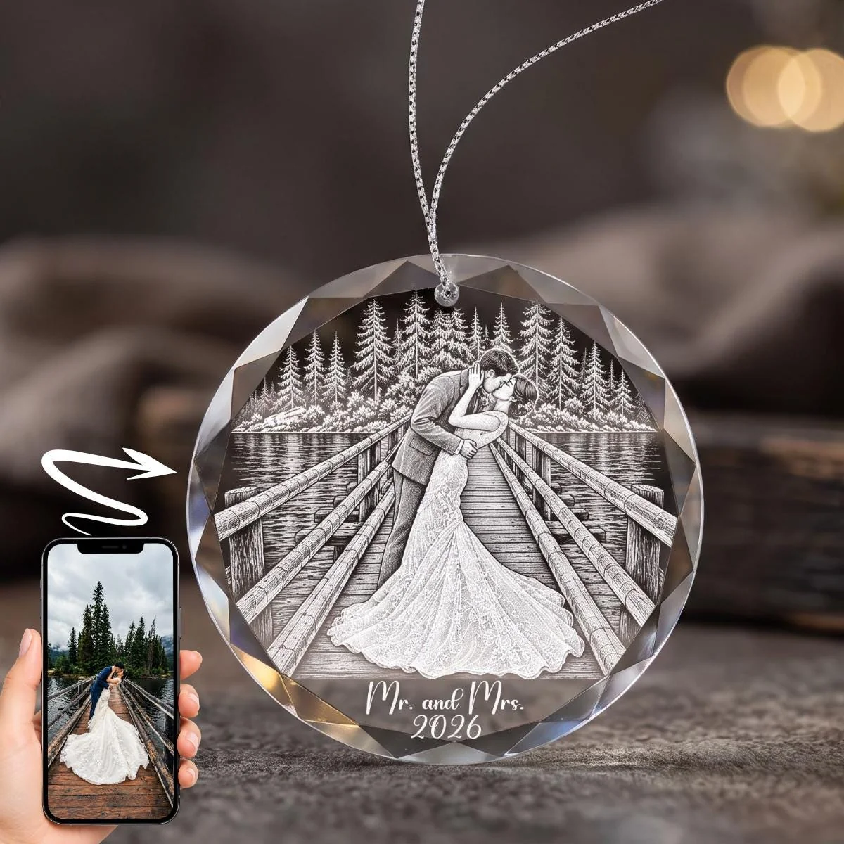 Custom Photo Mr and Mrs Ornament 2026