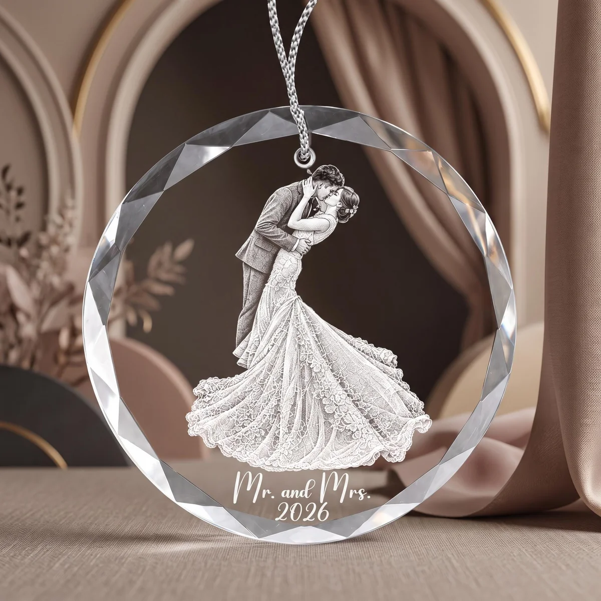 View 2 of Custom Photo Mr and Mrs Ornament 2026