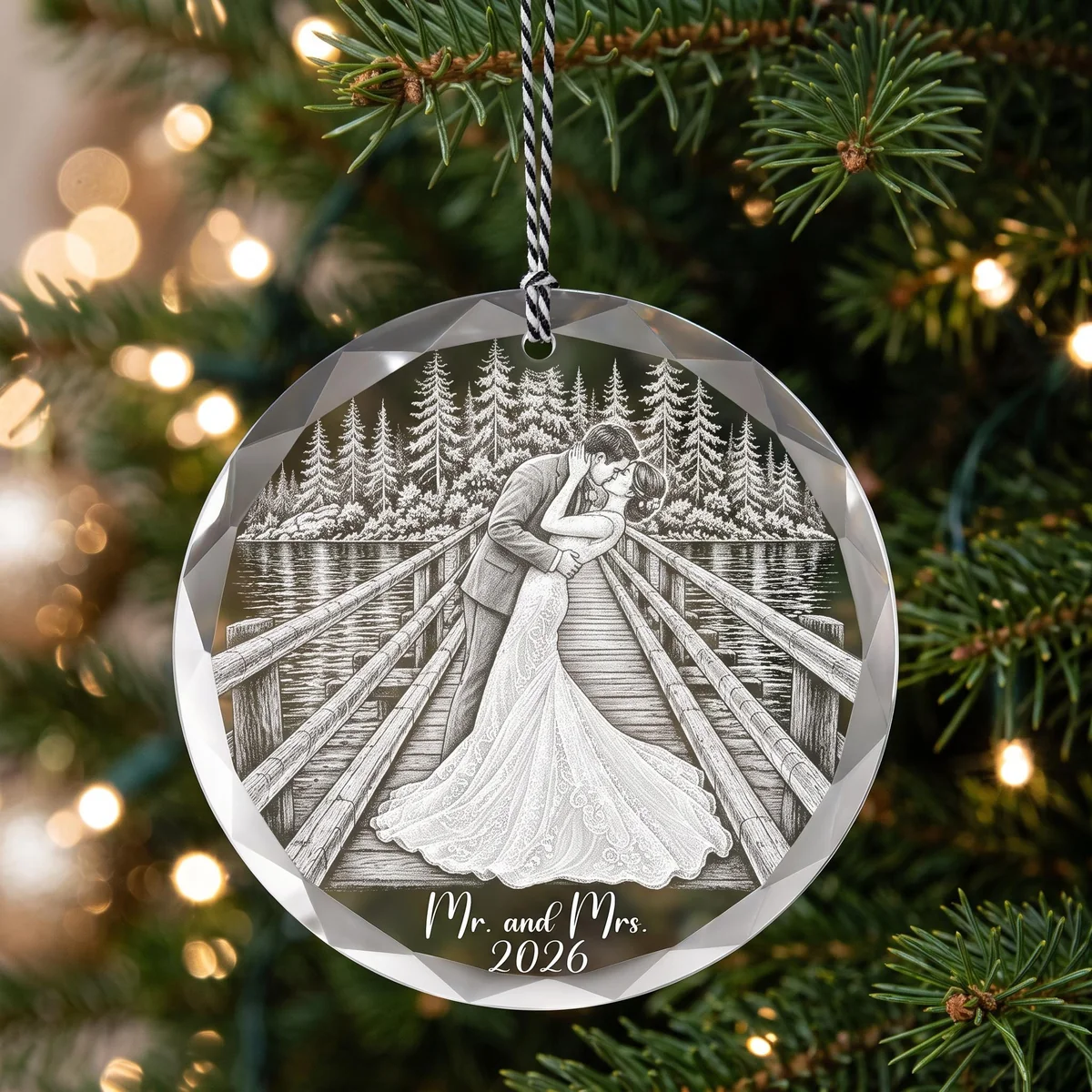 View 3 of Custom Photo Mr and Mrs Ornament 2026