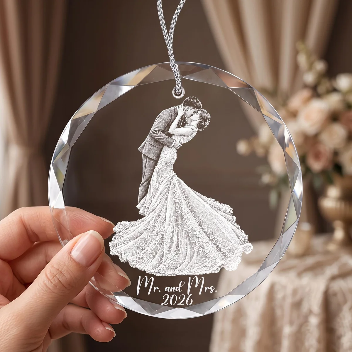 View 4 of Custom Photo Mr and Mrs Ornament 2026