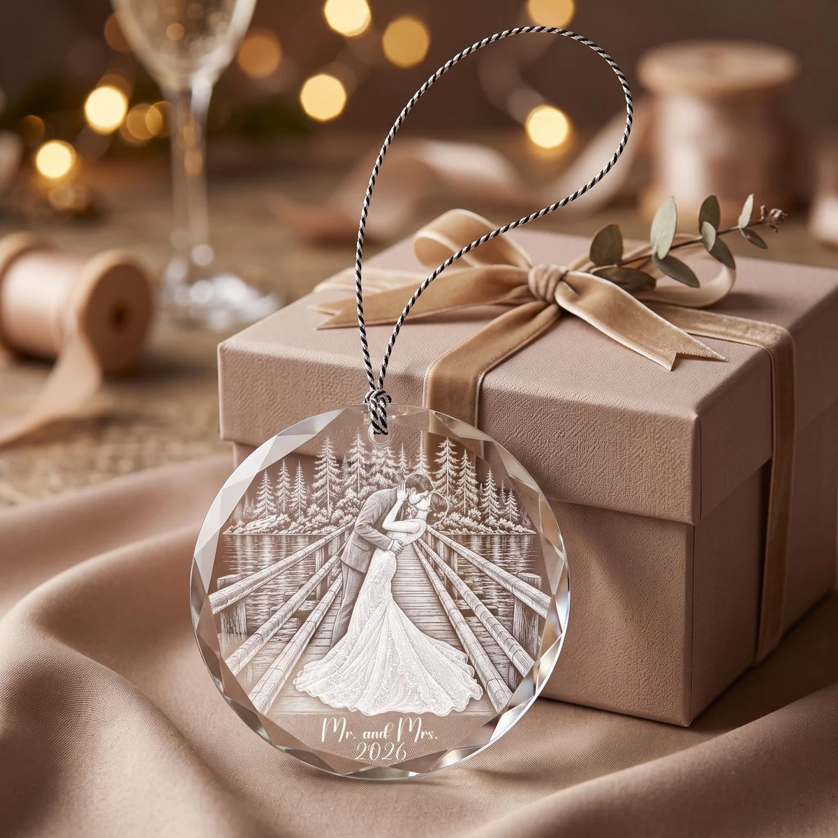 View 5 of Custom Photo Mr and Mrs Ornament 2026
