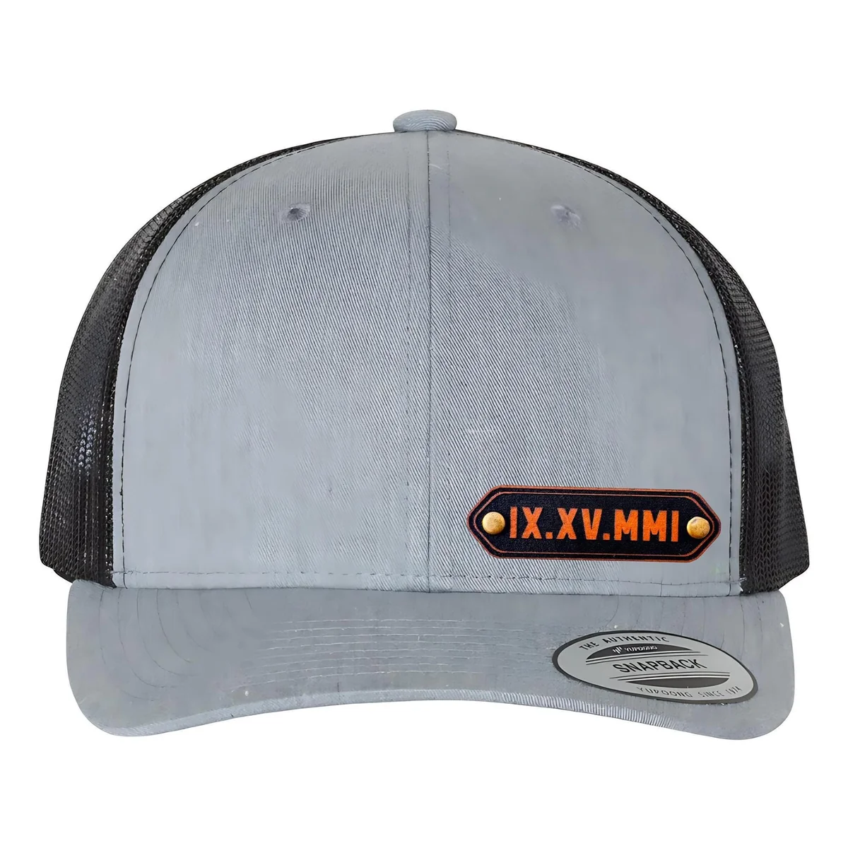 Custom Roman Numeral Wedding Date Leatherette Patch Trucker Hat