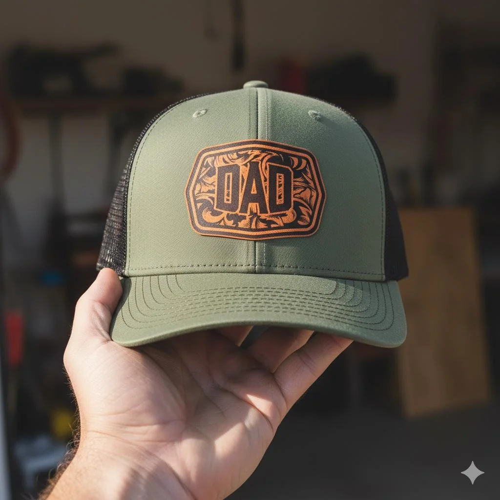 View 5 of DAD Leatherette Patch Trucker Hat