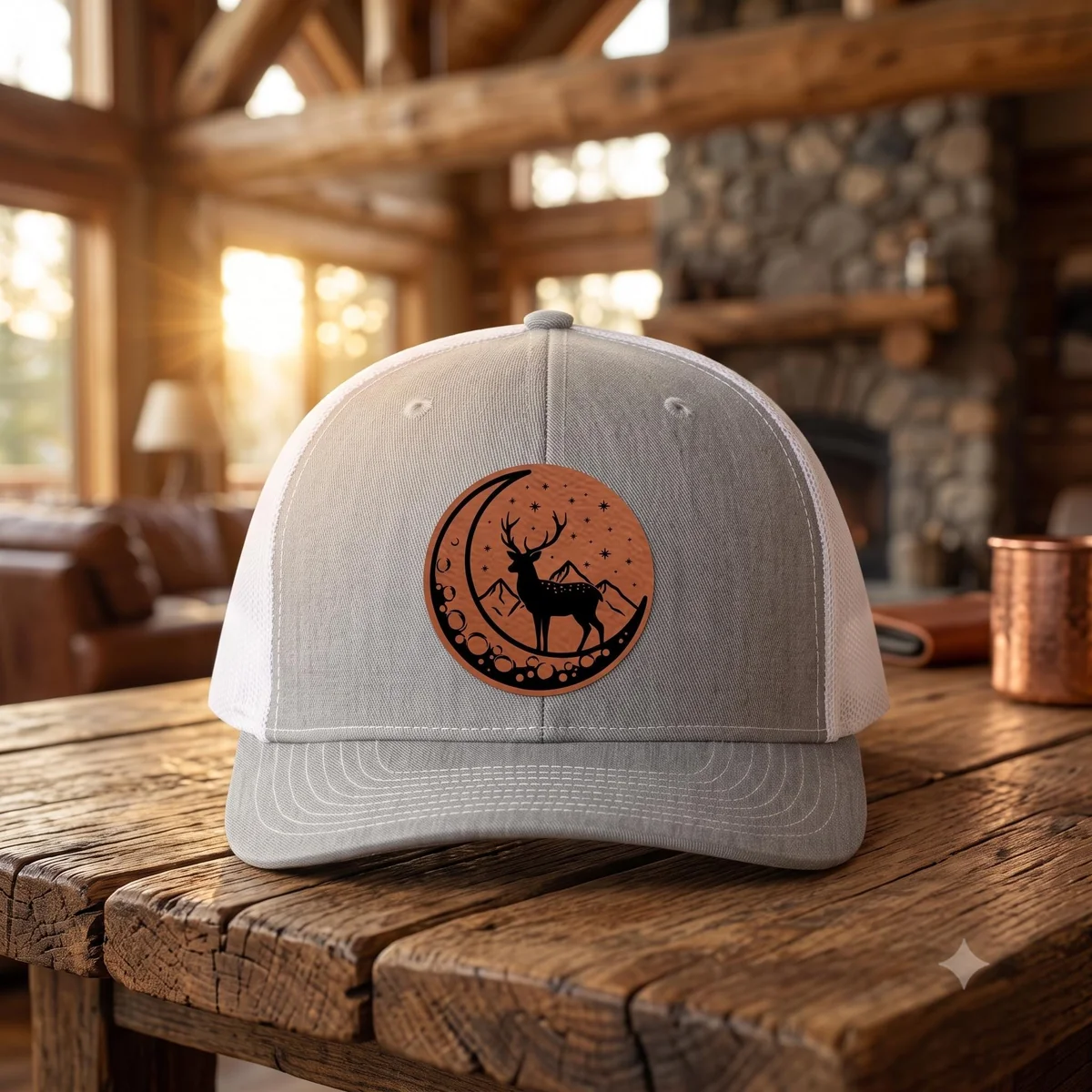 Deer Leatherette Patch Trucker Hat