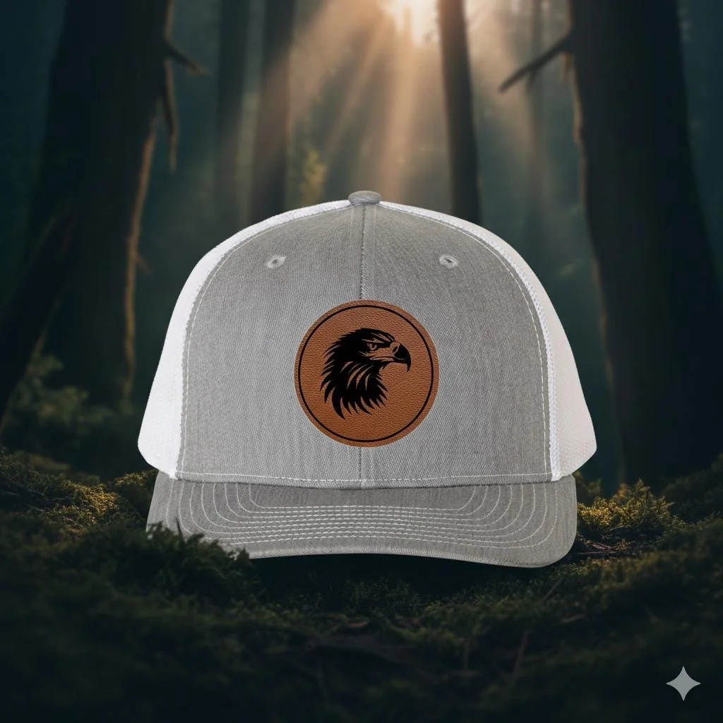 View 5 of Eagle Leatherette Patch Trucker Hat