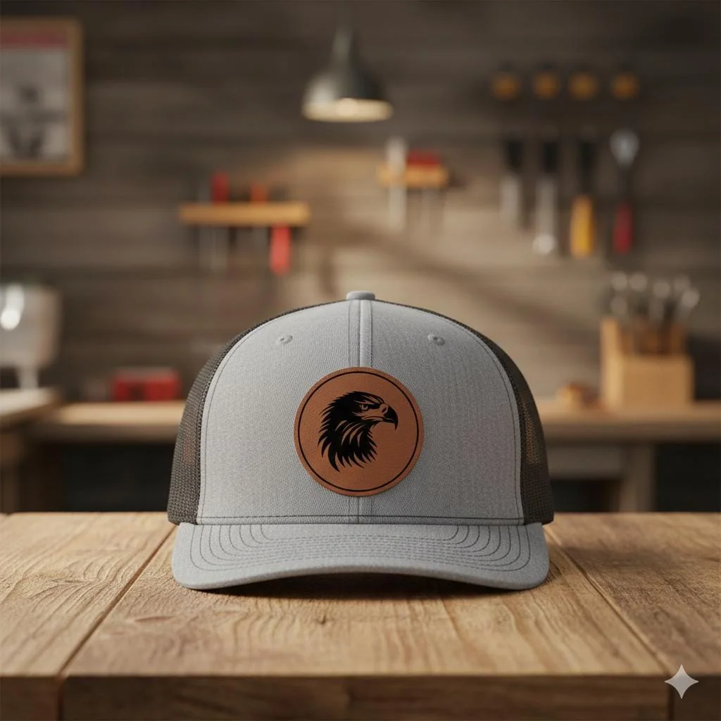 View 6 of Eagle Leatherette Patch Trucker Hat