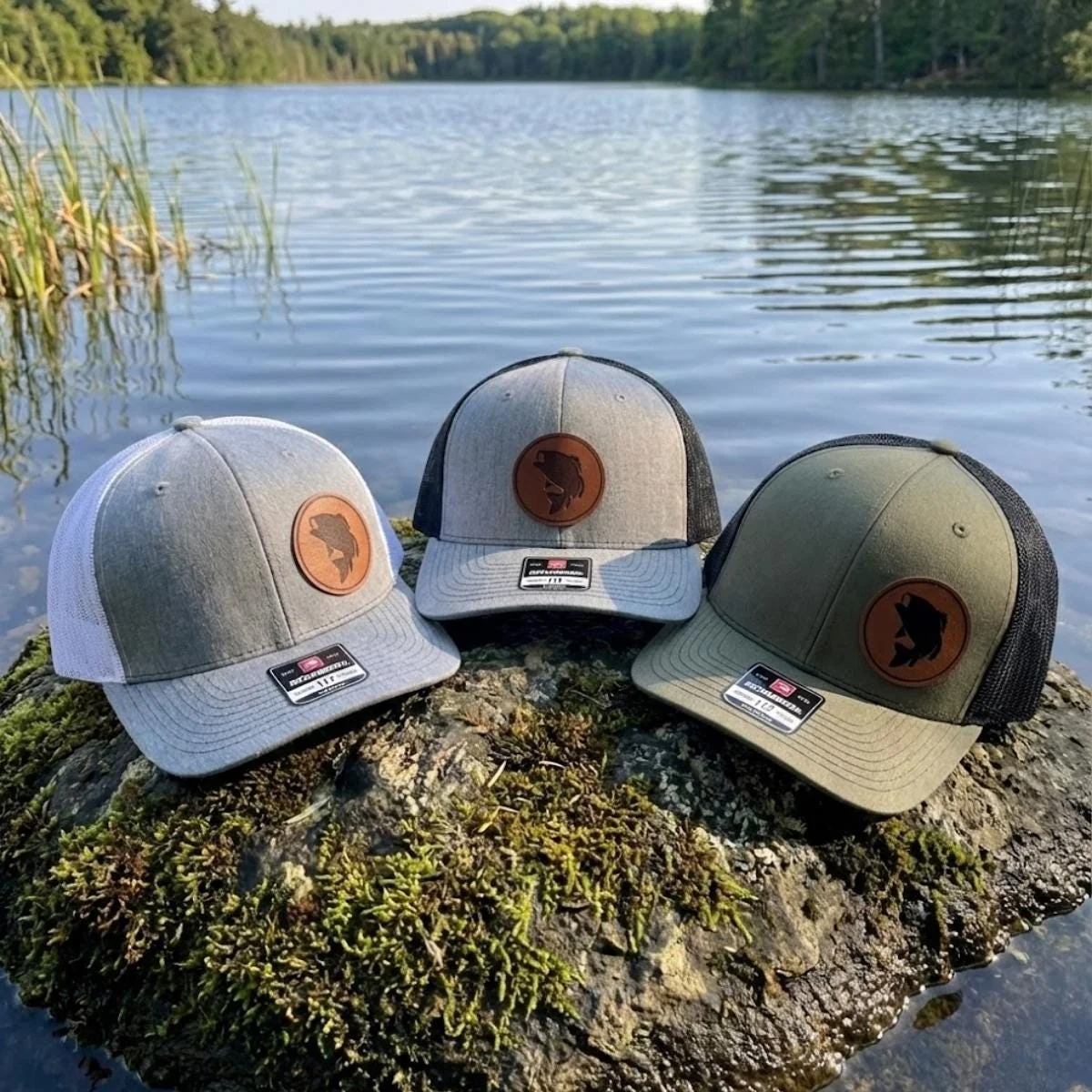View 6 of Fish Leatherette Patch Trucker Hat