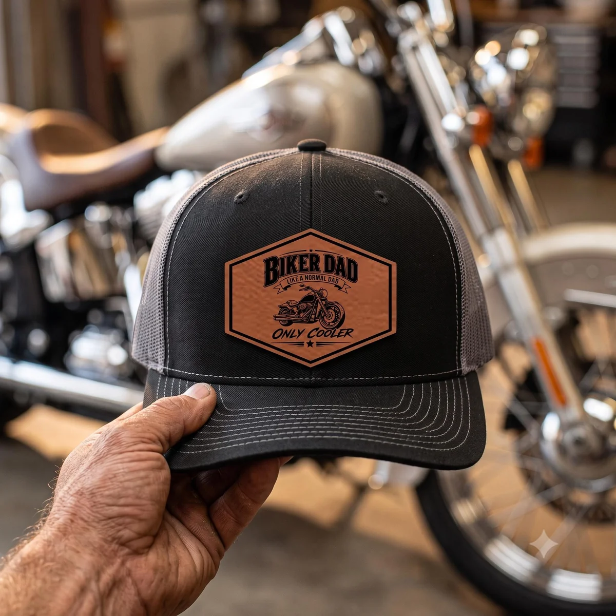 View 2 of Funny Biker Dad Trucker Hat