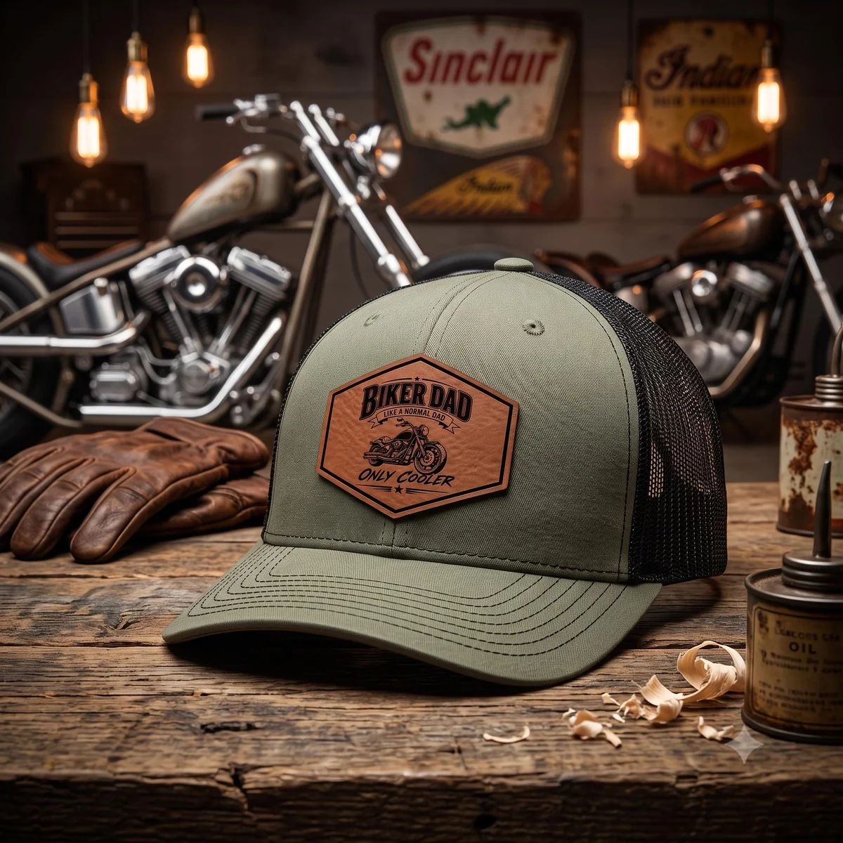 View 3 of Funny Biker Dad Trucker Hat