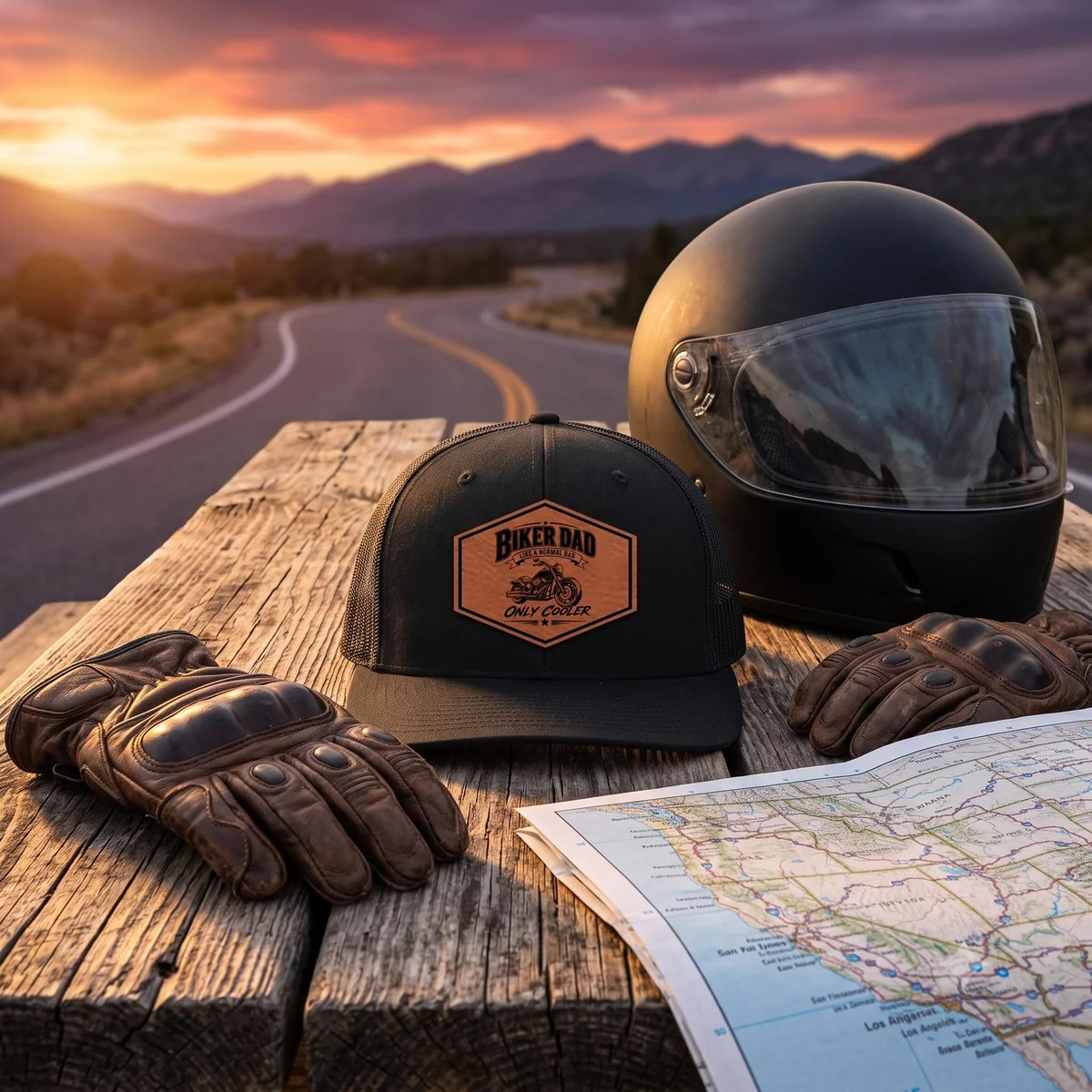 View 6 of Funny Biker Dad Trucker Hat