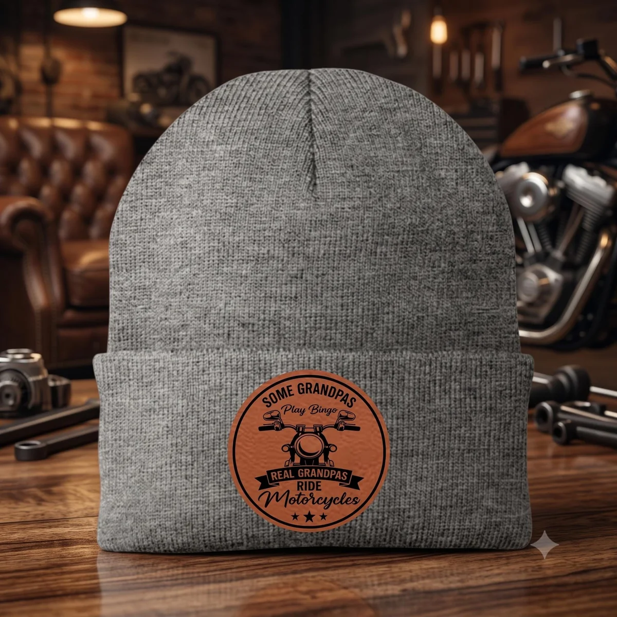 Motorcycle Grandpa Beanie