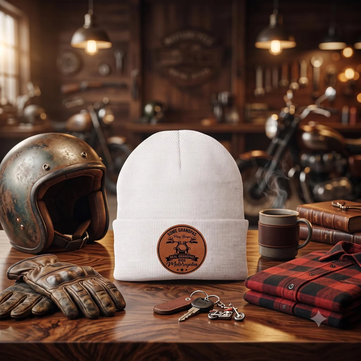 View 5 of Motorcycle Grandpa Beanie