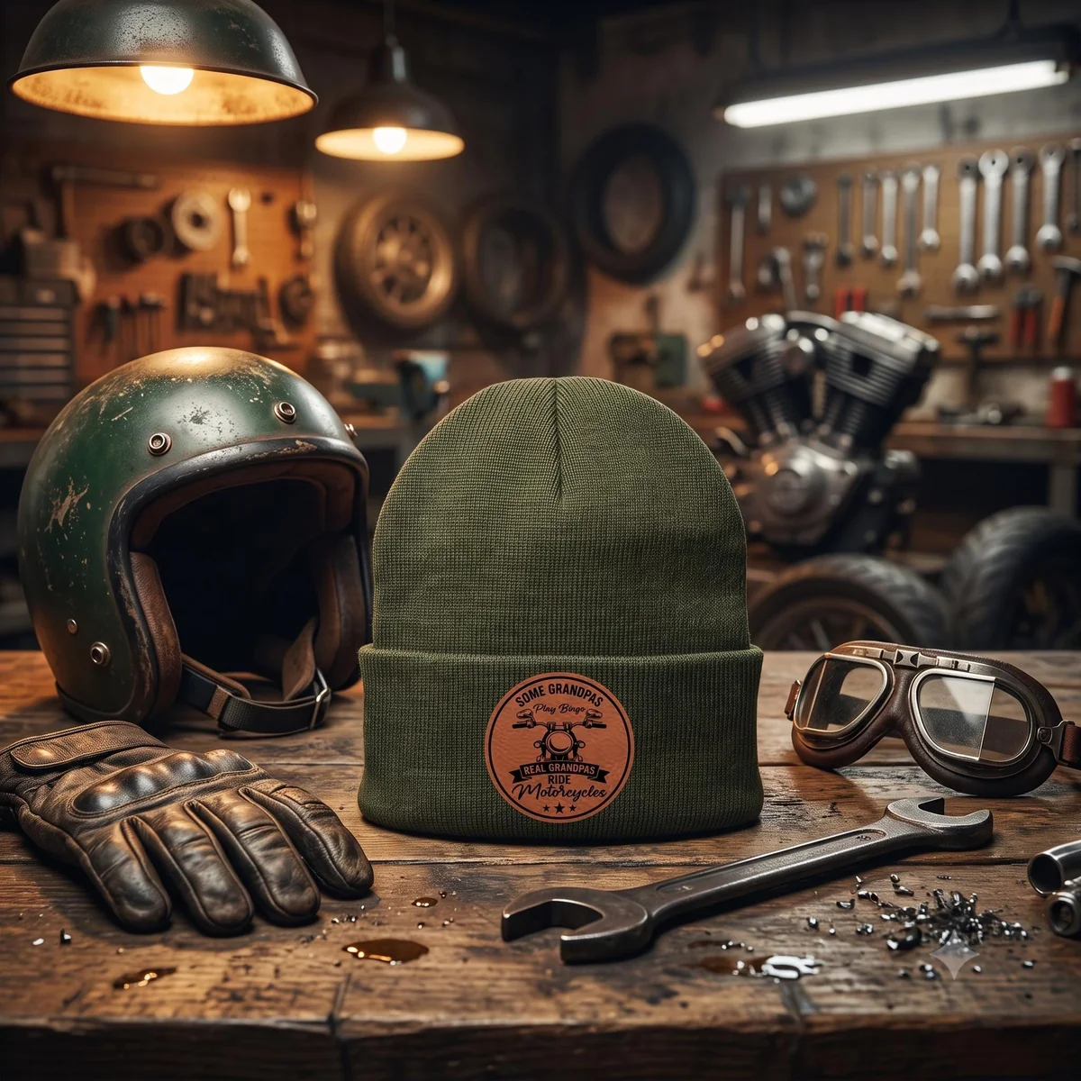View 6 of Motorcycle Grandpa Beanie