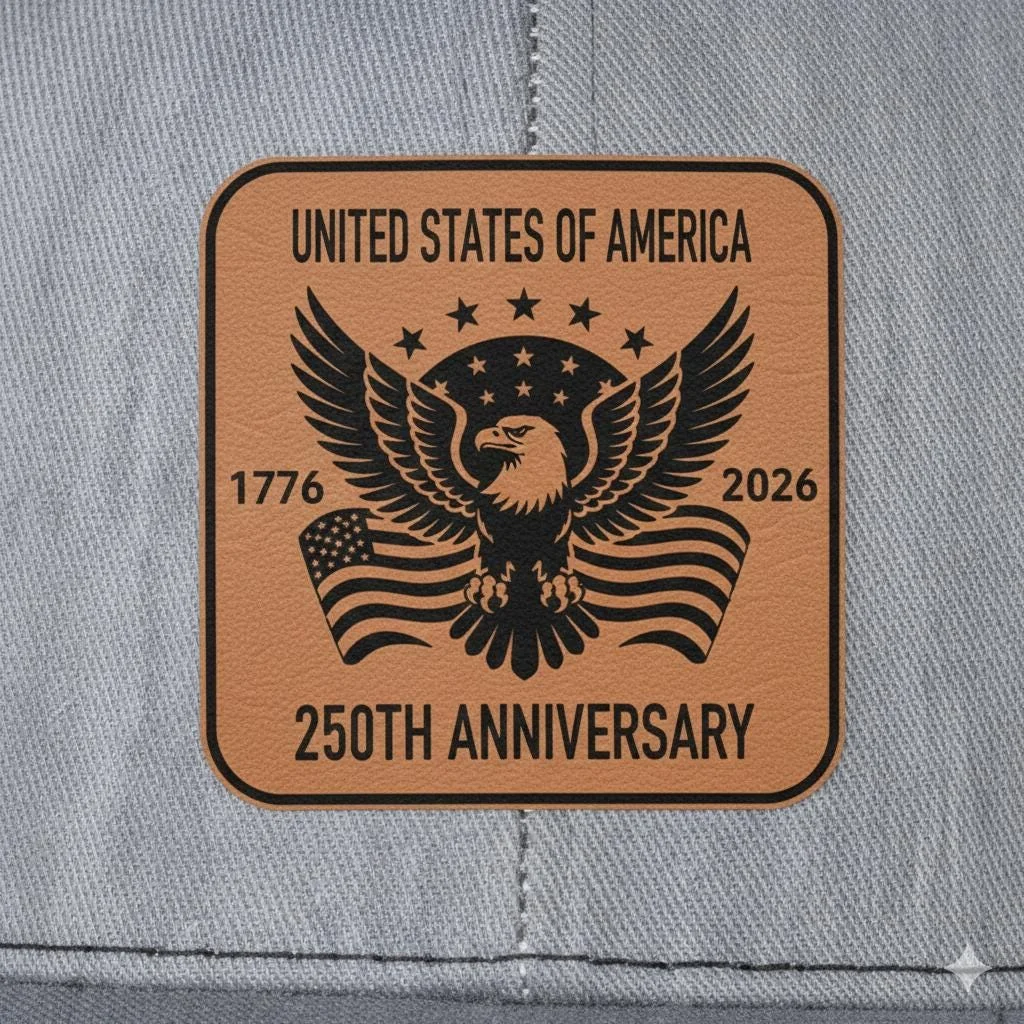 View 5 of Patriotic Leatherette Patch Trucker Hat