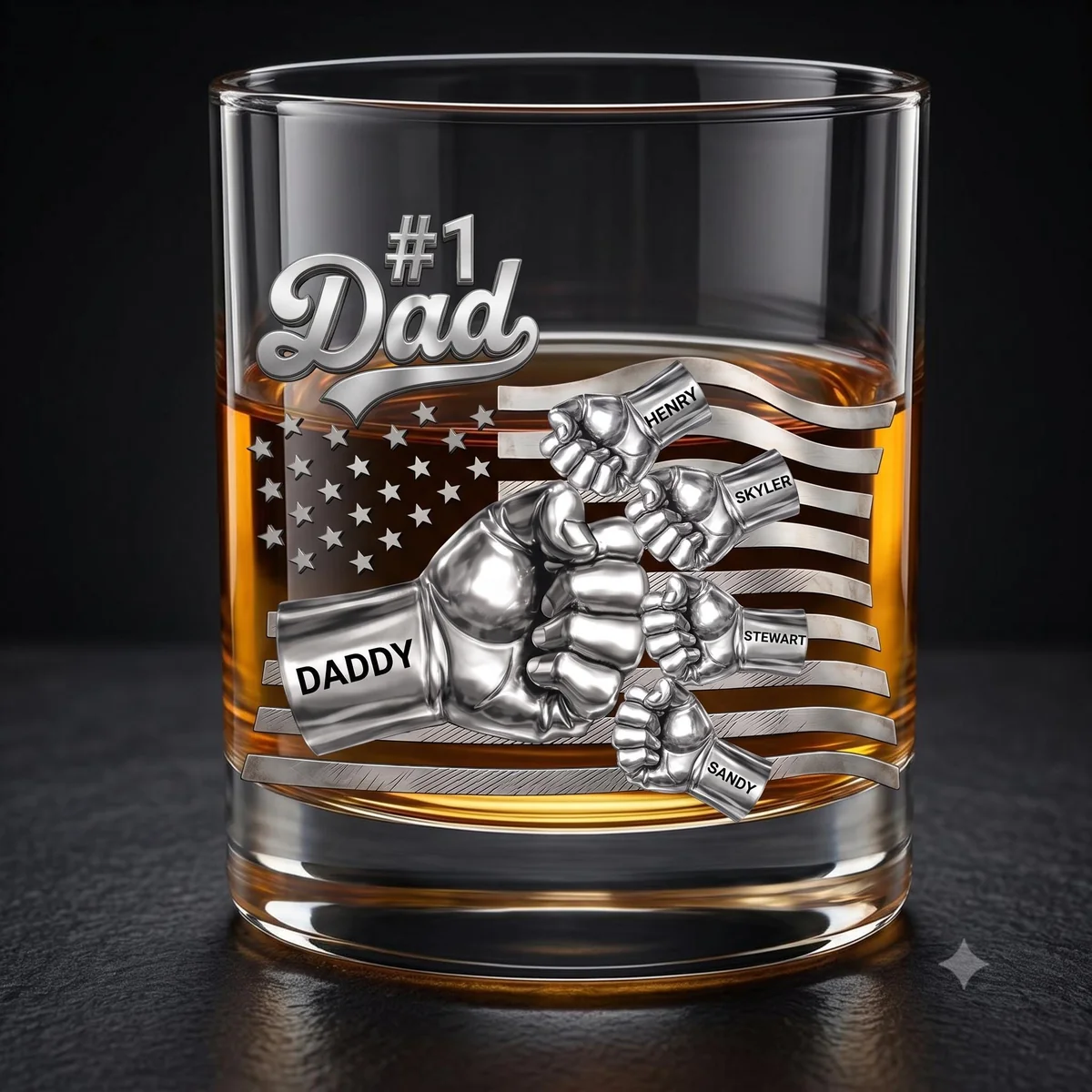 Personalized #1 Dad Whiskey Glass