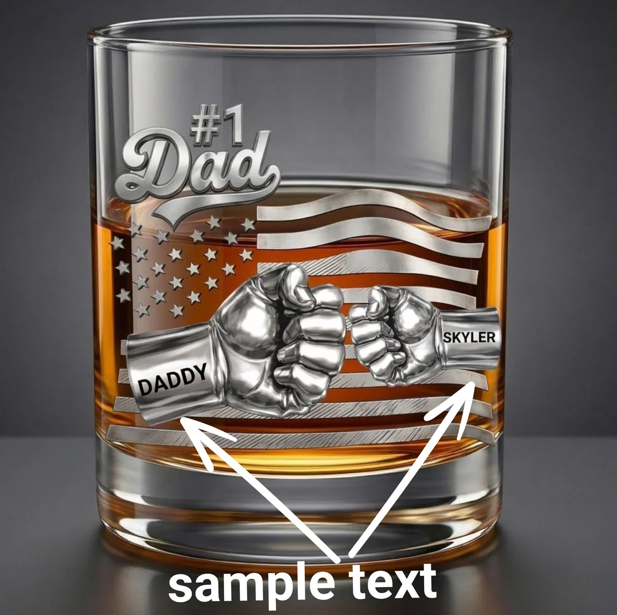 View 2 of Personalized #1 Dad Whiskey Glass