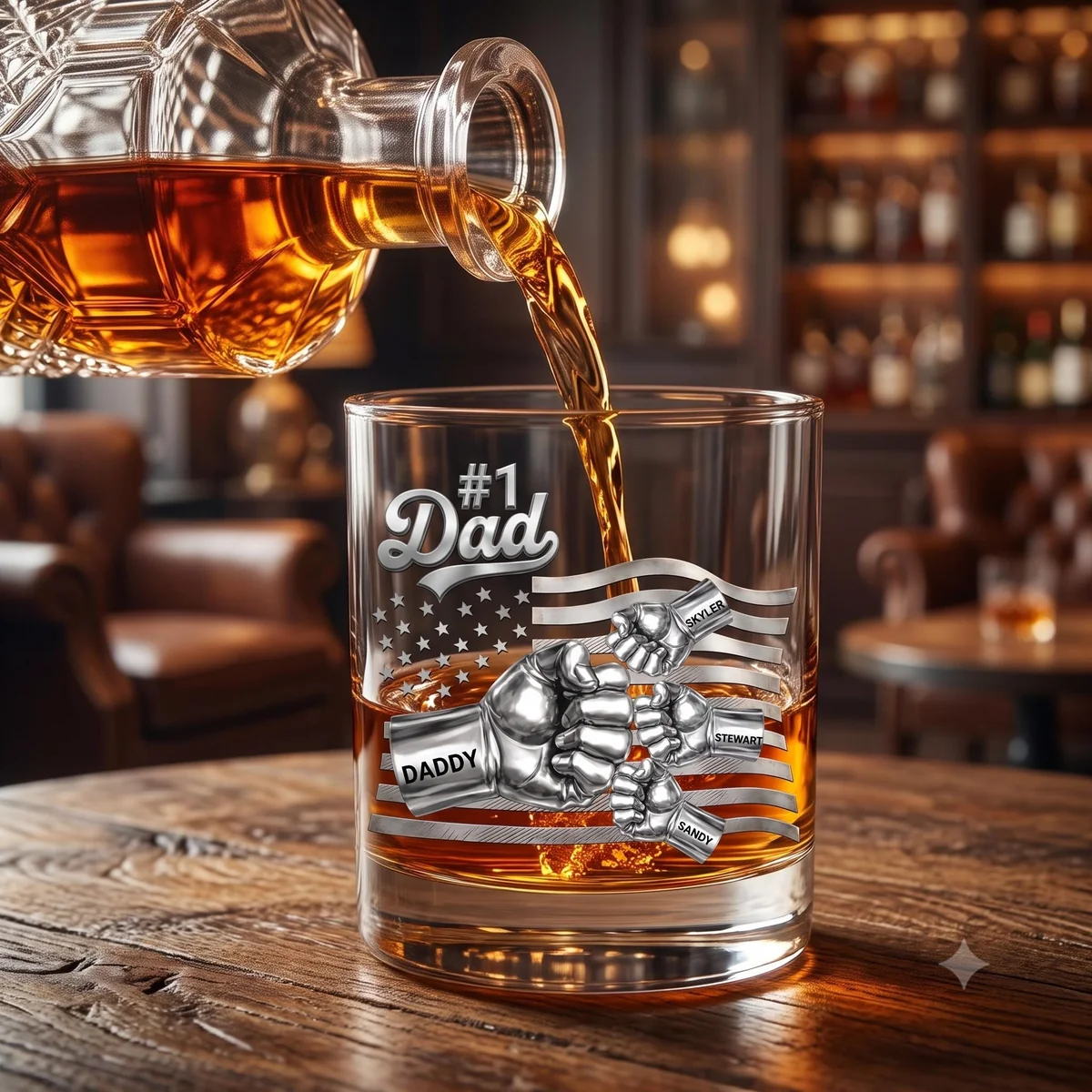 View 3 of Personalized #1 Dad Whiskey Glass