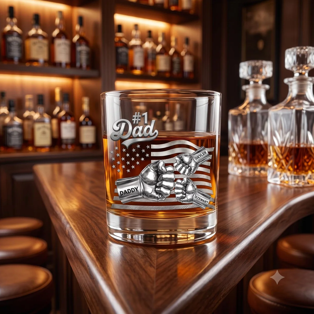 View 4 of Personalized #1 Dad Whiskey Glass