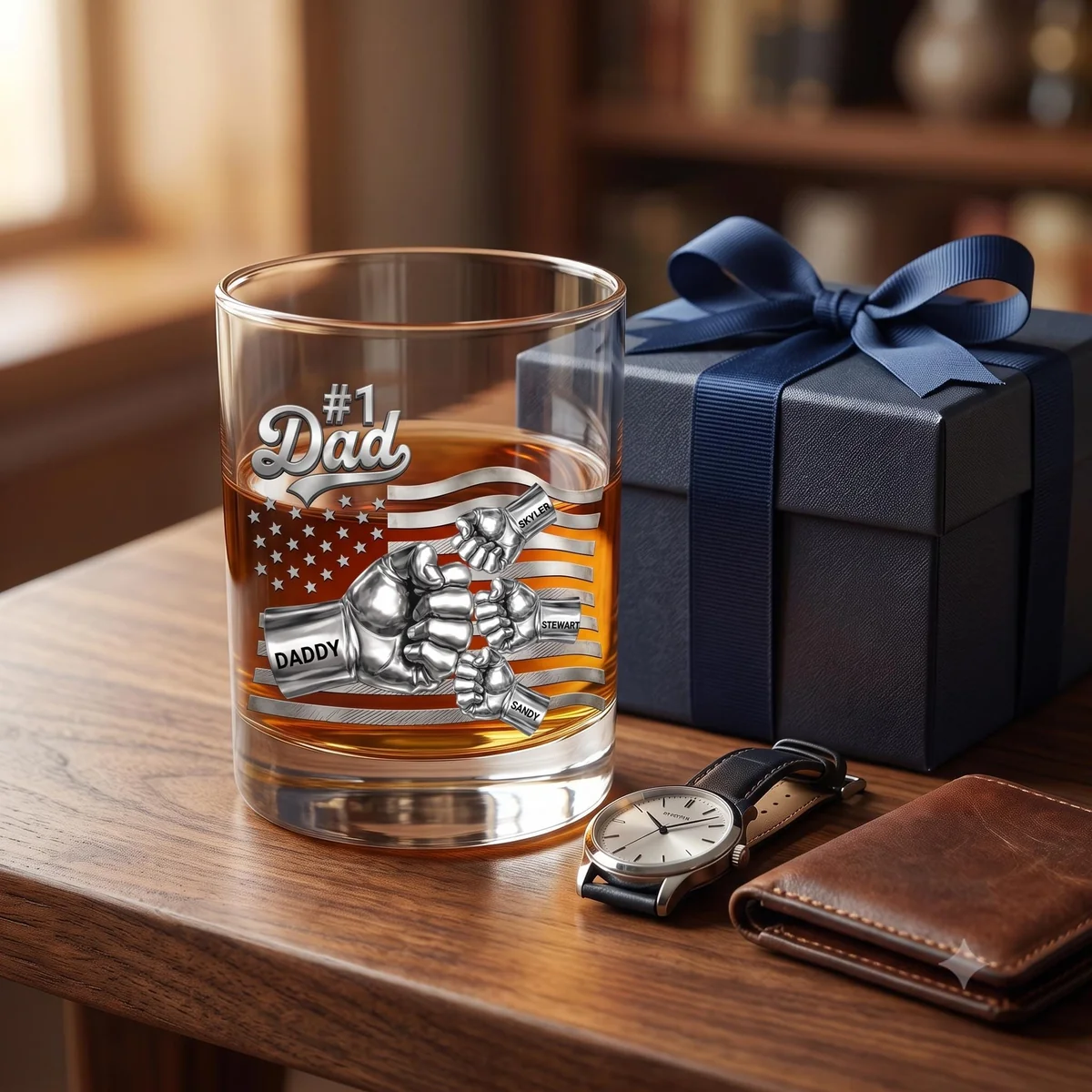 View 5 of Personalized #1 Dad Whiskey Glass
