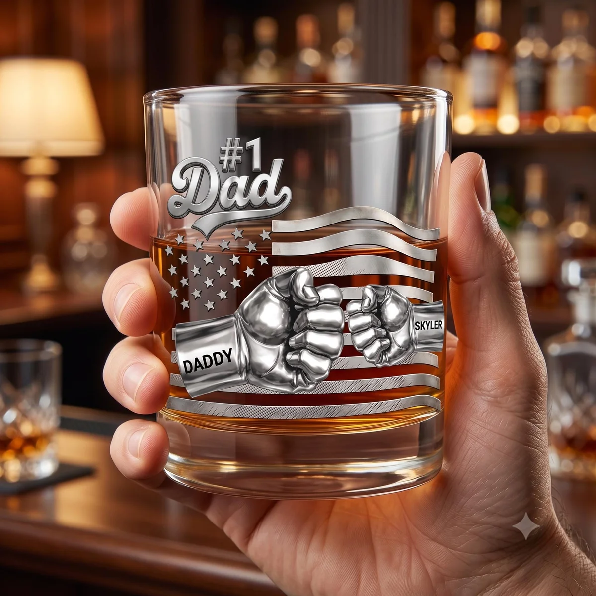 View 6 of Personalized #1 Dad Whiskey Glass