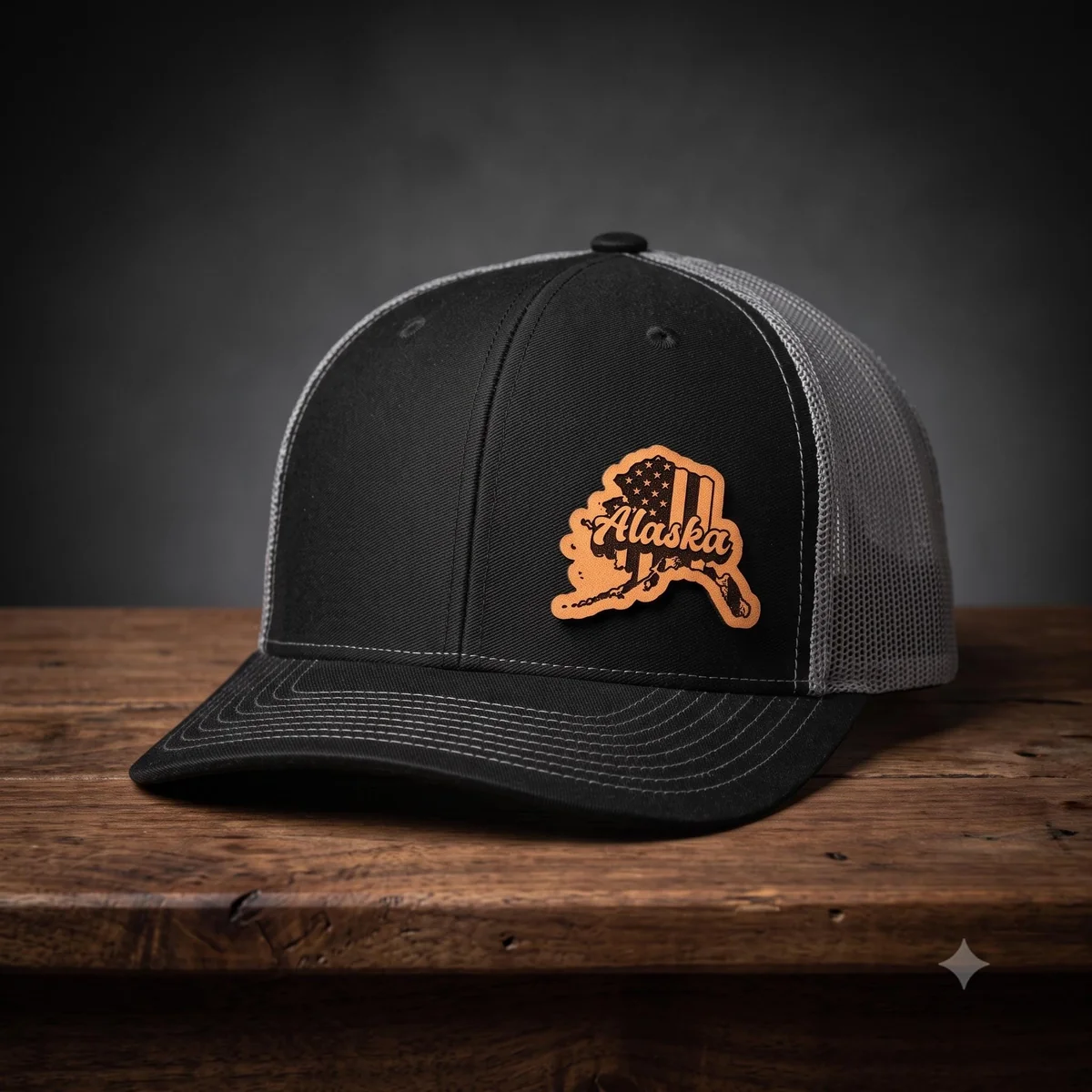 Personalized Alaska Leatherette Patch Trucker Hat