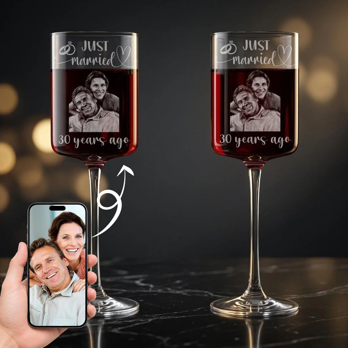 Personalized Anniversary Wine Glass Set