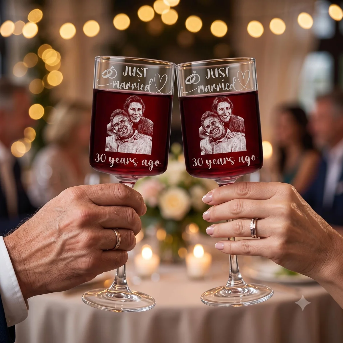 View 3 of Personalized Anniversary Wine Glass Set