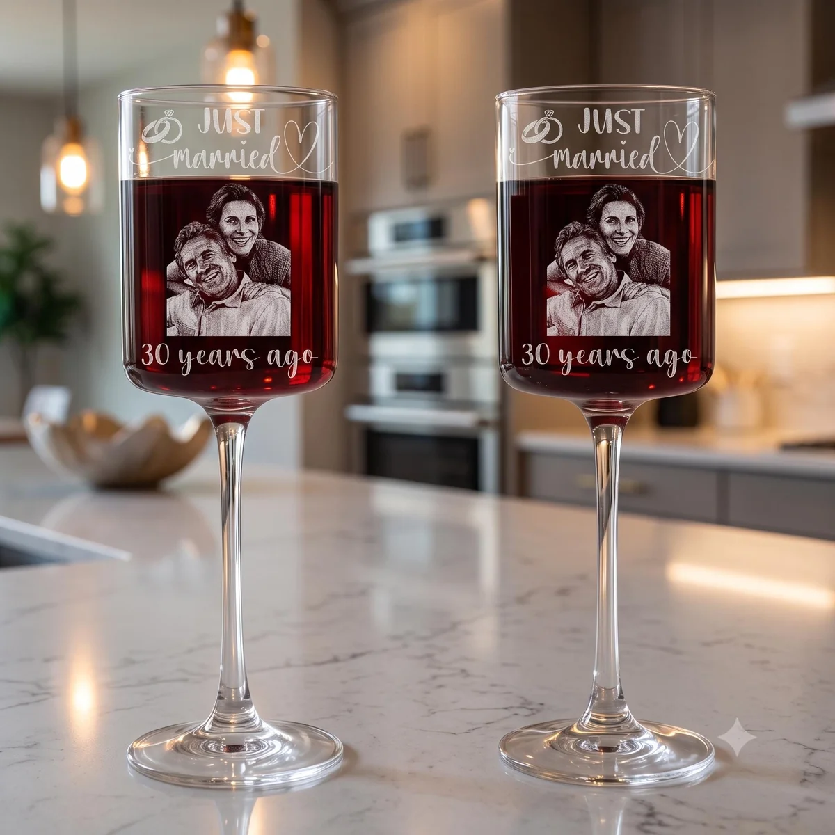 View 4 of Personalized Anniversary Wine Glass Set