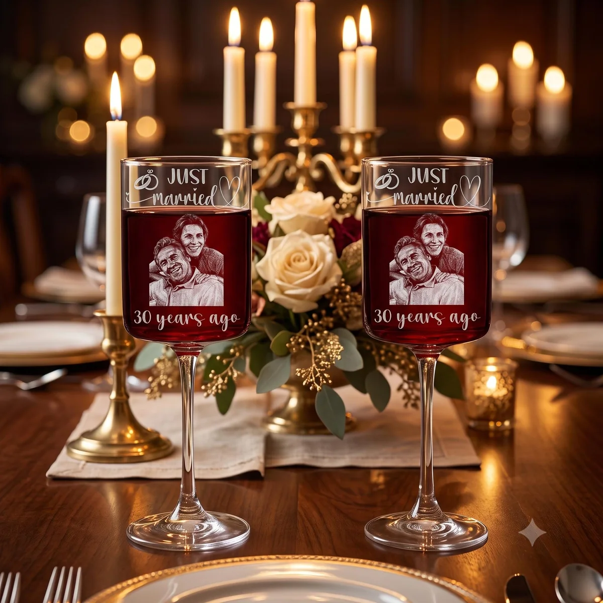 View 5 of Personalized Anniversary Wine Glass Set