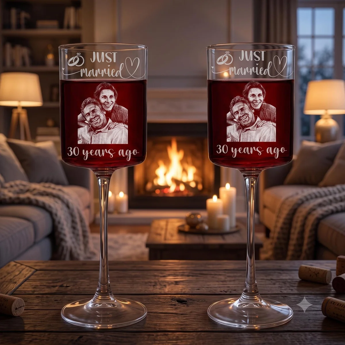 View 6 of Personalized Anniversary Wine Glass Set