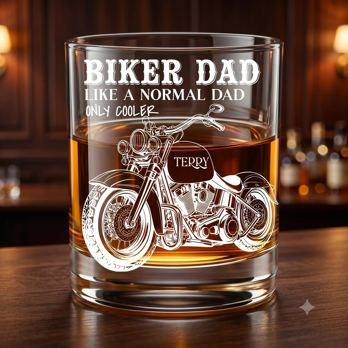 Personalized Biker Dad Whiskey Glass