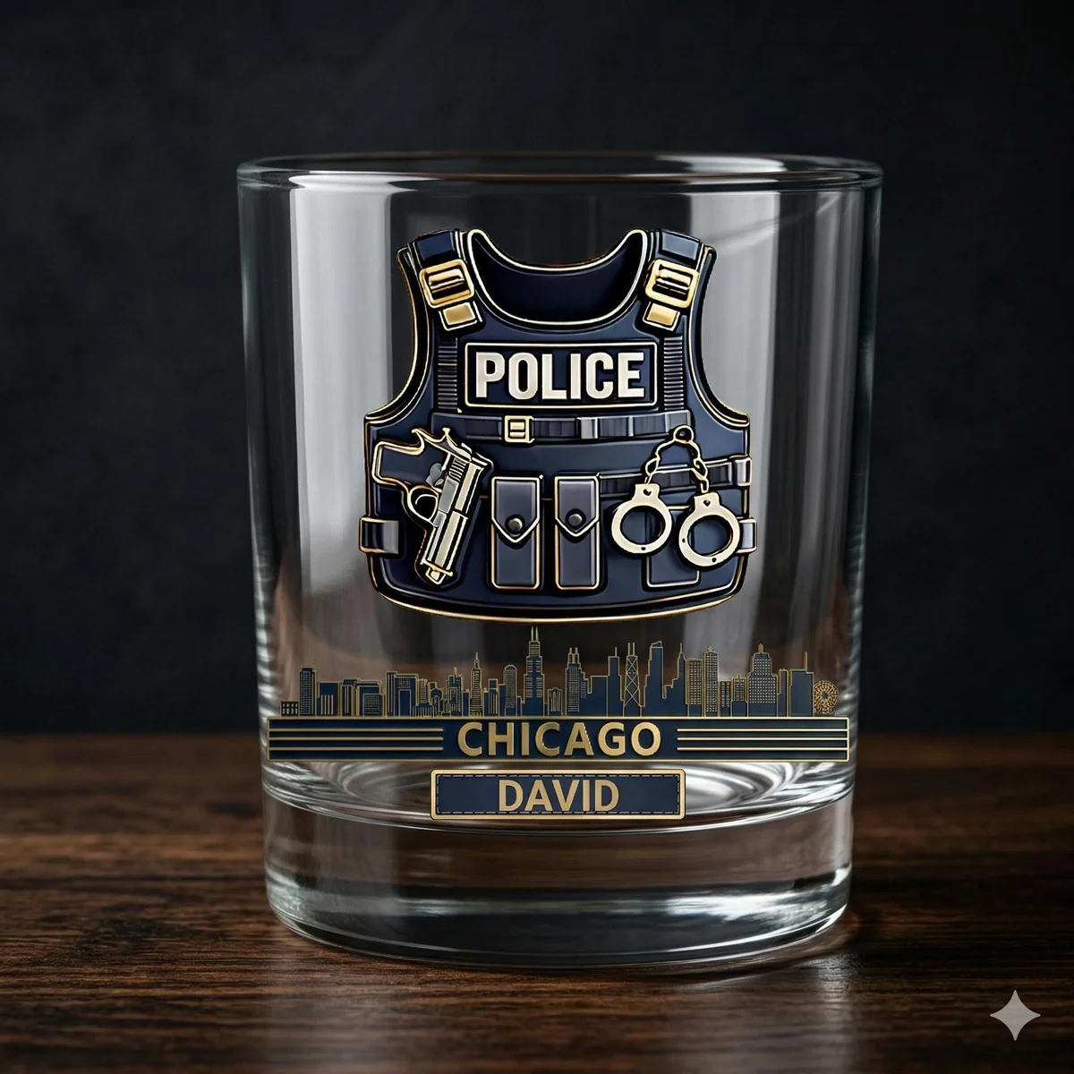 Personalized City Skyline Whiskey Glass