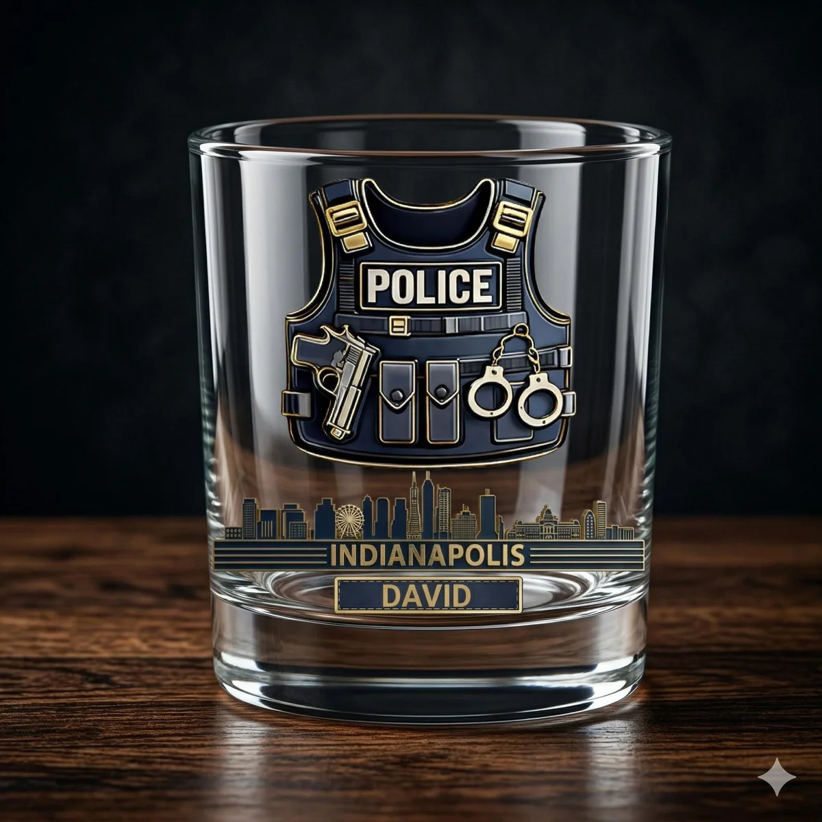 View 2 of Personalized City Skyline Whiskey Glass