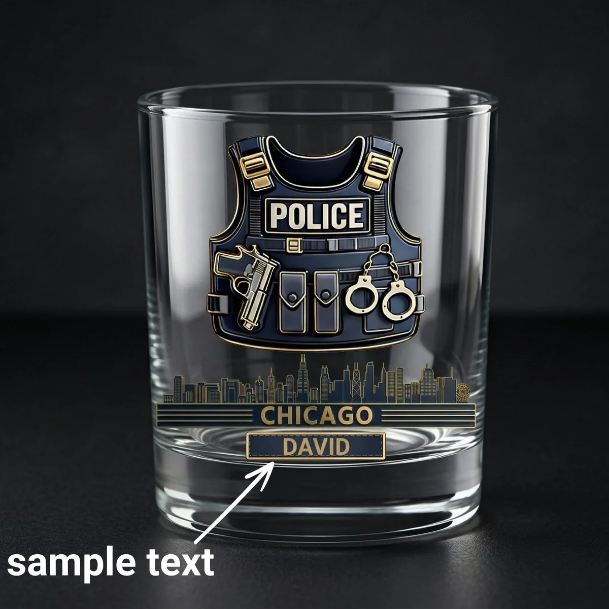 View 3 of Personalized City Skyline Whiskey Glass