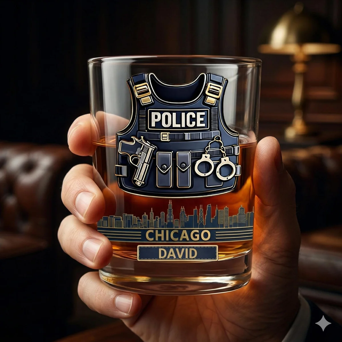 View 5 of Personalized City Skyline Whiskey Glass