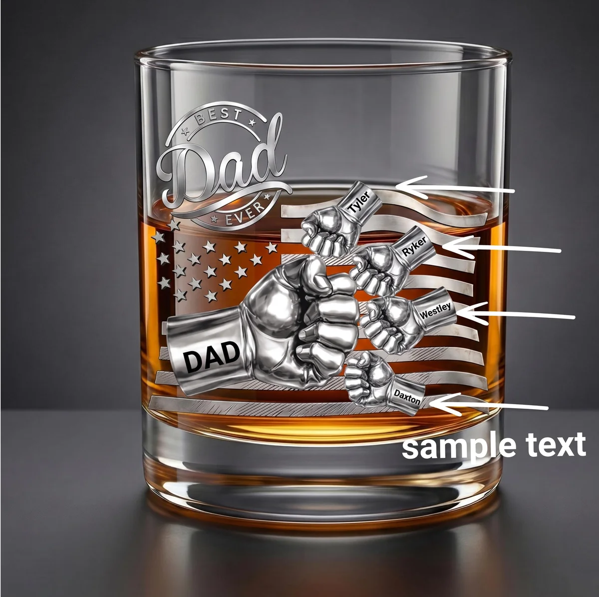 View 3 of Personalized Dad Whiskey Glass
