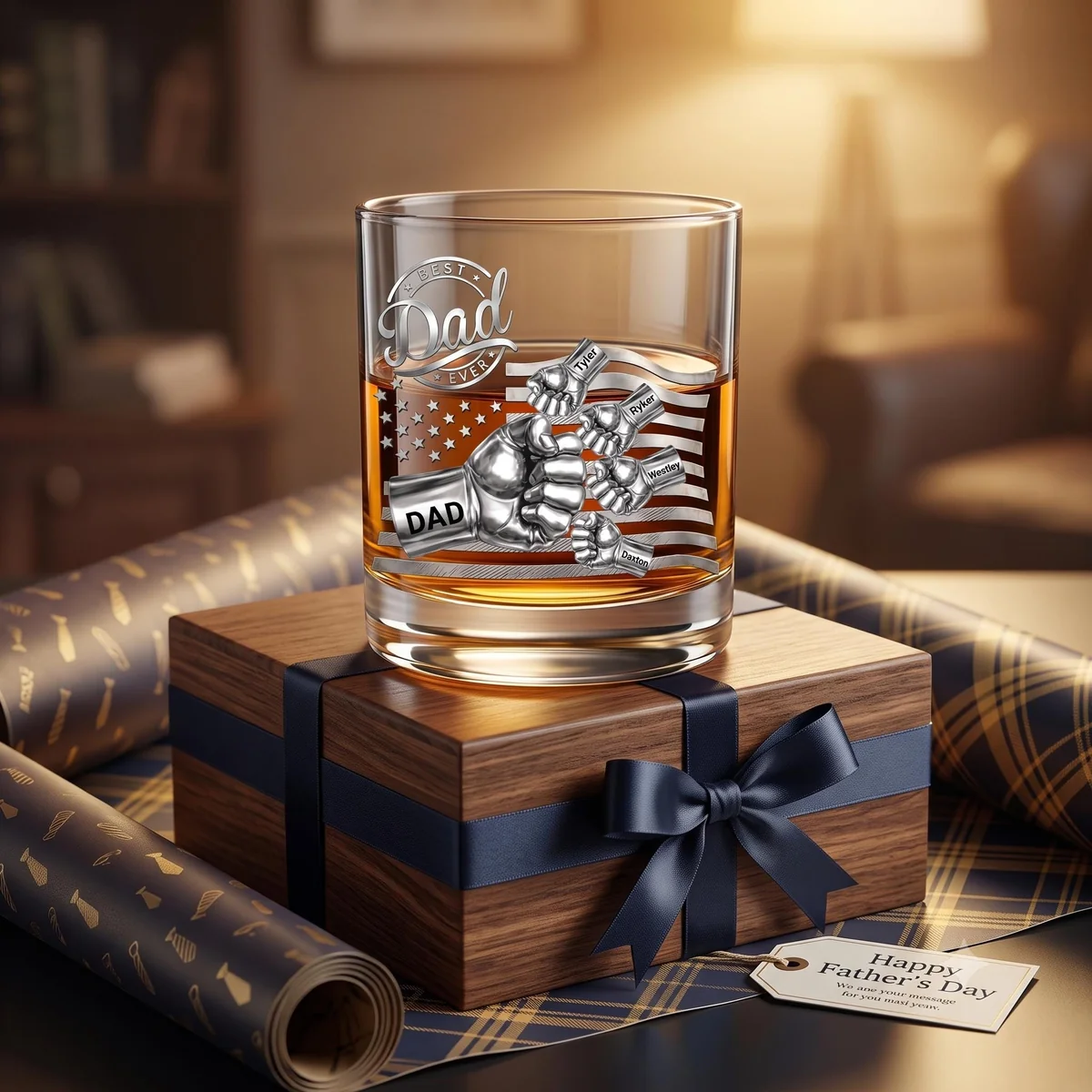 View 4 of Personalized Dad Whiskey Glass