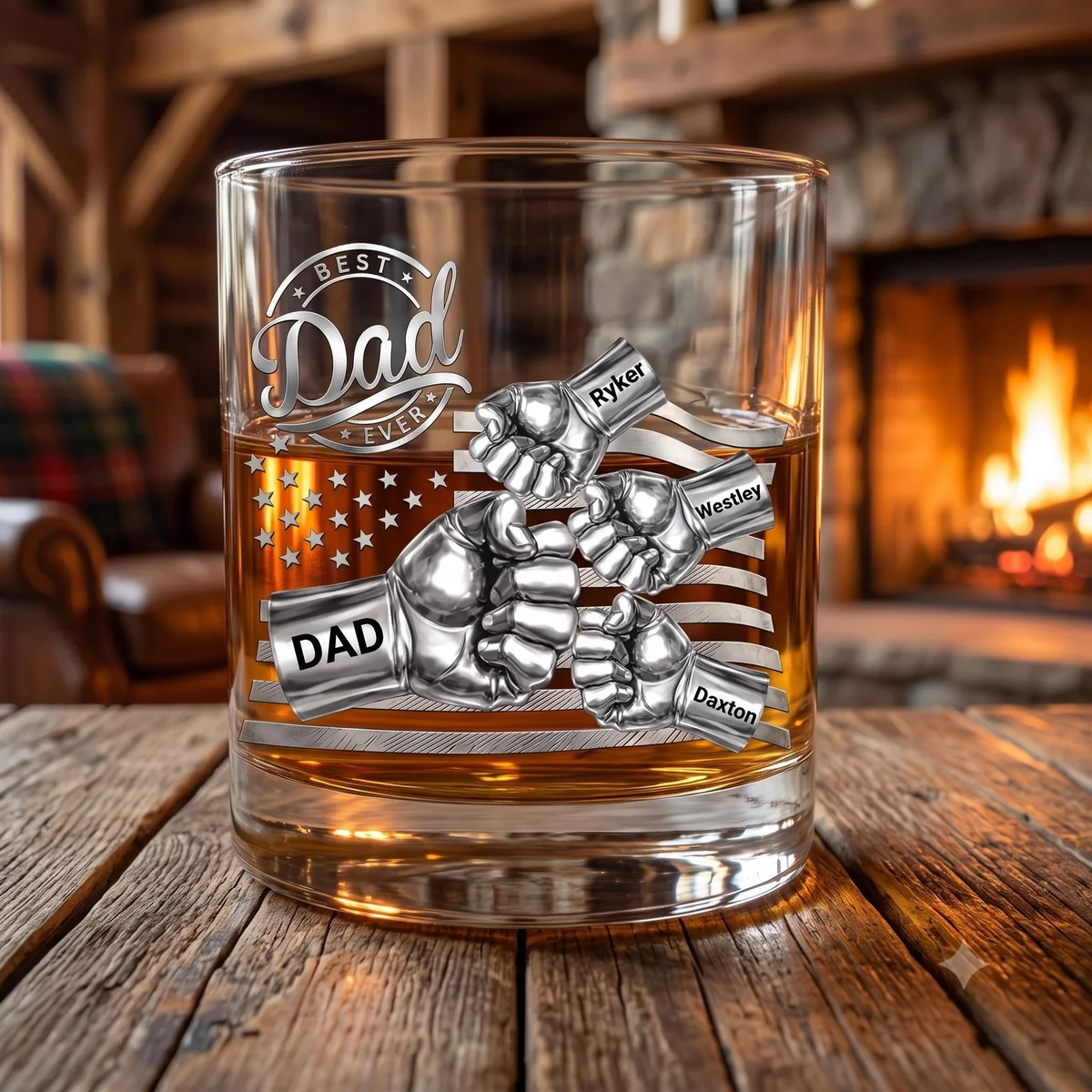 View 5 of Personalized Dad Whiskey Glass