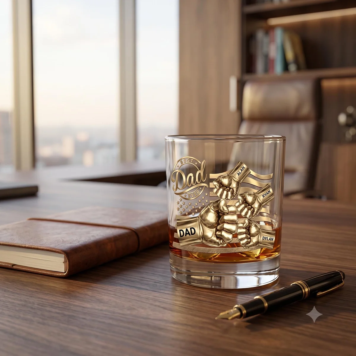 View 4 of Personalized Dad Whiskey Glass