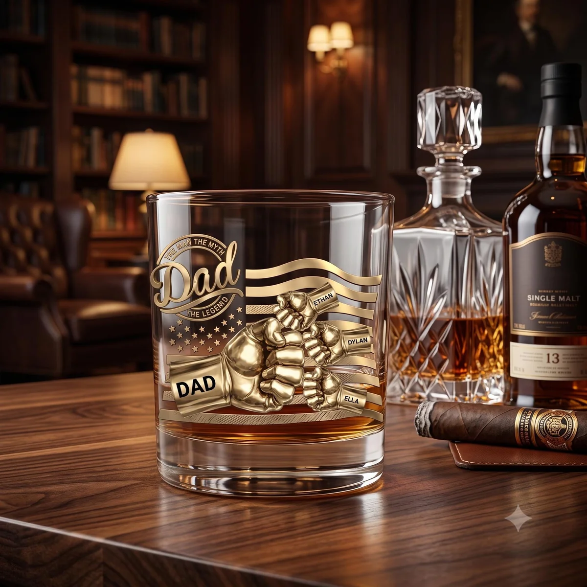 View 5 of Personalized Dad Whiskey Glass