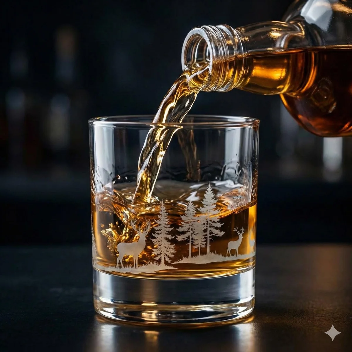 View 3 of Personalized Deer Forest Engraved Whiskey Glass