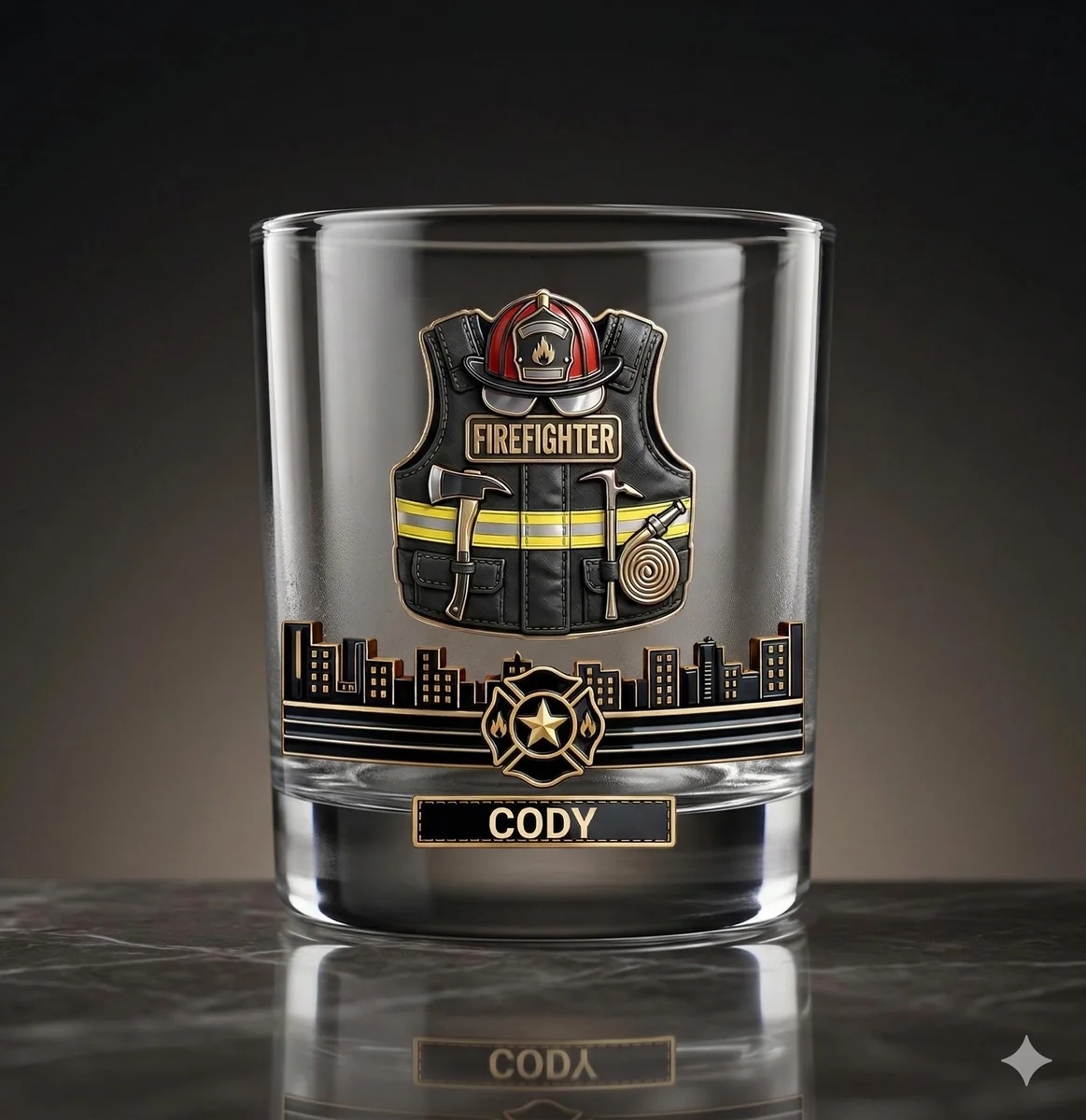 Personalized Firefighter Whiskey Glass