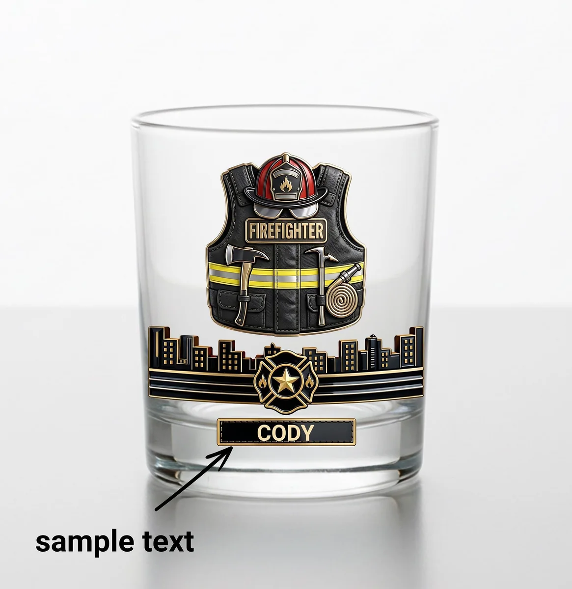 View 2 of Personalized Firefighter Whiskey Glass