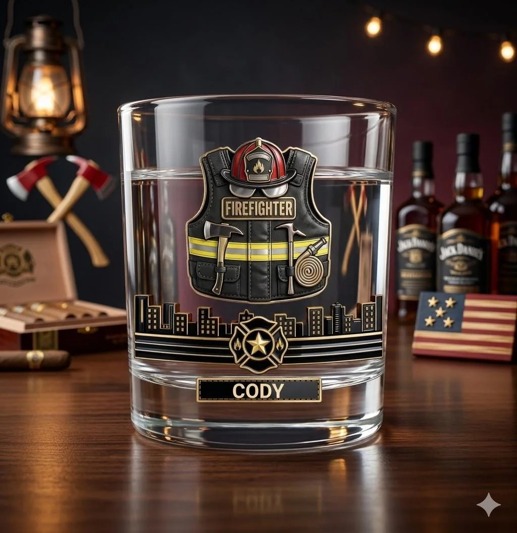 View 4 of Personalized Firefighter Whiskey Glass